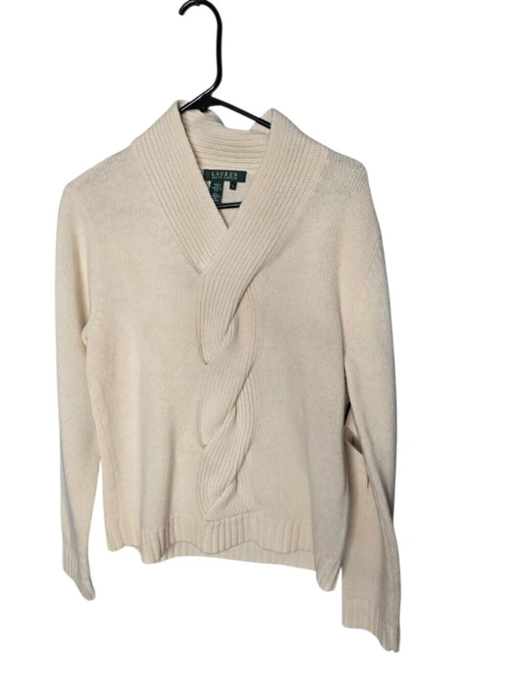 Lauren Ralph Lauren Cream Old Money Timeless Sweater Large Wool - Picture 2 of 15
